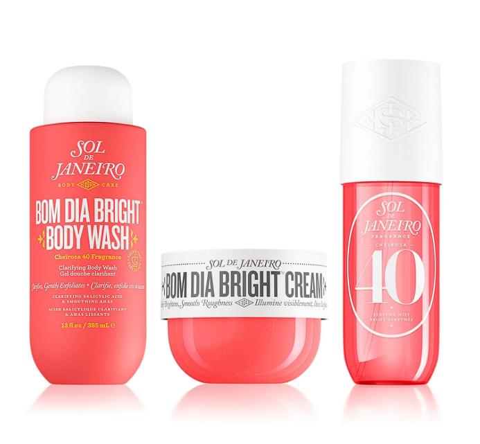 🌸 Sol de Janeiro – Set Brightening Boost Cheirosa 40 (Body Wash + Body Cream + Perfume Mist) | Luminoso, Floral y Vainilla