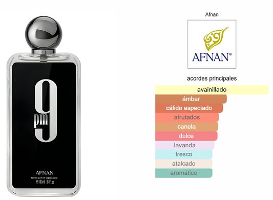🌙 Afnan 9PM – Perfume Árabe para Hombre 100 ml | Avainillado, Ámbar y Especiado Cálido