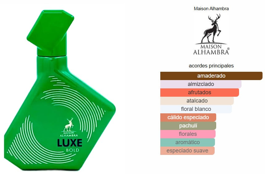 Maison Alhambra Luxe Bold – Perfume Unisex 100 ml | Amaderado, Afrutado y Cálido